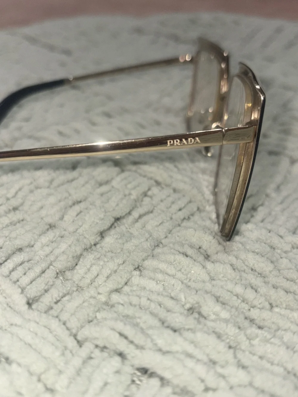 Prada Black and Gold Oversized Square Glasses